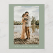 Billiges Grün Minimalistisches Foto Hochzeit (Vorderseite)