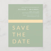 Billiges Grün Save the Date Elegantes Gold (Vorderseite)