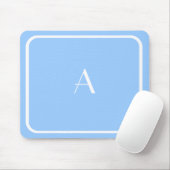 Billiges Light Sky Blue Mousepad mit weißem Monogr (Mit Mouse)