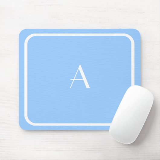 Billiges Light Sky Blue Mousepad mit weißem Monogr (Mit Mouse)