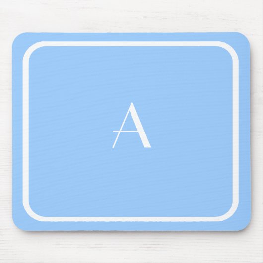 Billiges Light Sky Blue Mousepad mit weißem Monogr (Vorne)