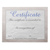 Billiges Schulzeugnis Notizblock (Vorderseite)