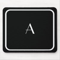 Billiges schwarzes Mousepad mit weißem Monogramm u