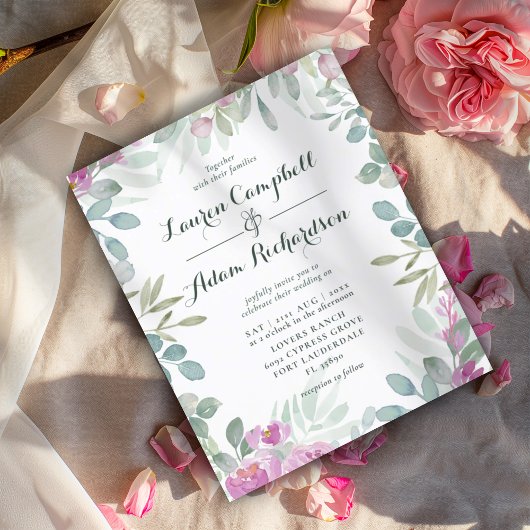 Billigfliege Rosa Botanische Hochzeit Einladung