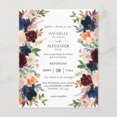 Billigflieger, Burgund, Pink & Peach Hochzeit (Vorderseite)