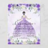 Billigfloral Lila Prinzessin Birthday Quinceanera Flyer (Vorne)