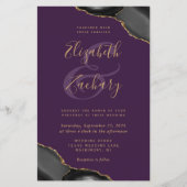 Billiggoldene Ecken Lila Hochzeit (Vorderseite)