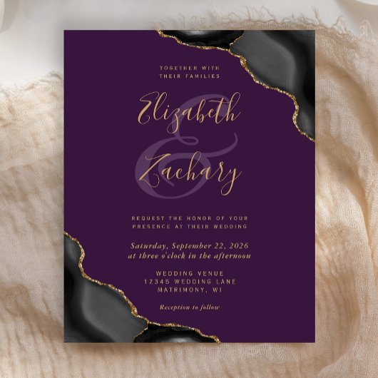 Billiggoldene Ecken Lila Hochzeit