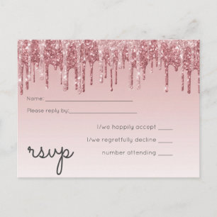 BILLIGSTES Roségold Rosa Glitter Hochzeit Einladungspostkarte