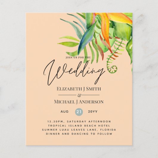 Billigstes tropisches Blätter Hochzeit Luau Empfan (Vorderseite)