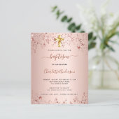 Billigtaufe Rose Goldstars Mädchen Einladung (Stehend Vorderseite)