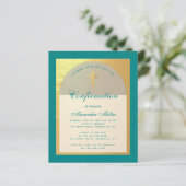 Billigung der Aquamarinen Arch-Imitat Gold Einladu (Stehend Vorderseite)