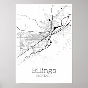 Billings Map - Montana - City Map Poster
