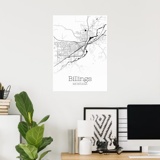 Billings Map - Montana - City Map Poster (Heimbüro)