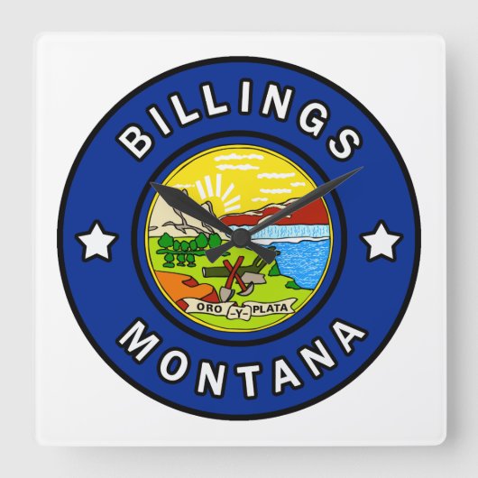 Billings Montana Quadratische Wanduhr (Vorderseite)