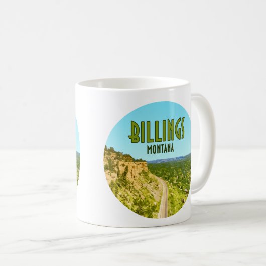 Billings Montana Rim Rocks Vintag Kaffeetasse (VorderseiteRechts)