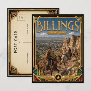 Billings Montana Vintage Art Deco Goldenes Zeitalt Postkarte