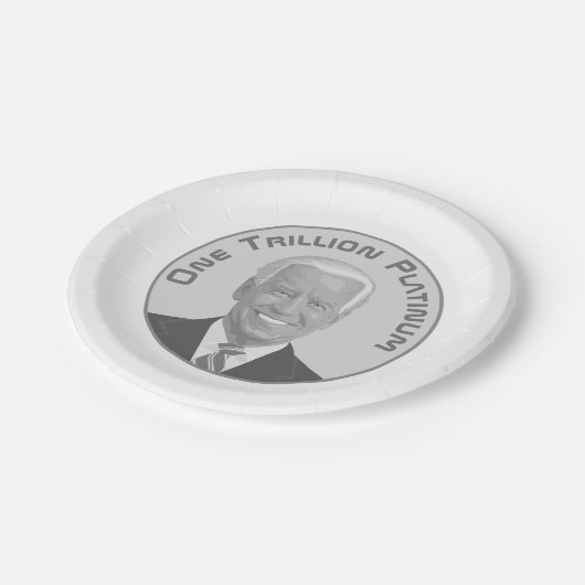 Billionen Dollar Platinmünze Pappteller (Schrägansicht)