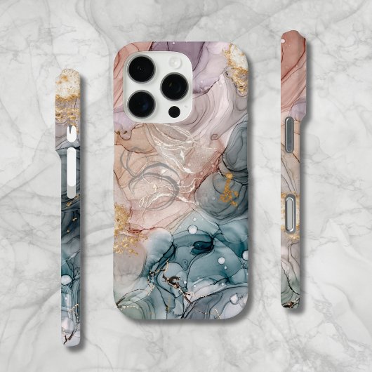 Billowy Wirbel Mauve Blue Gold iPhone Case