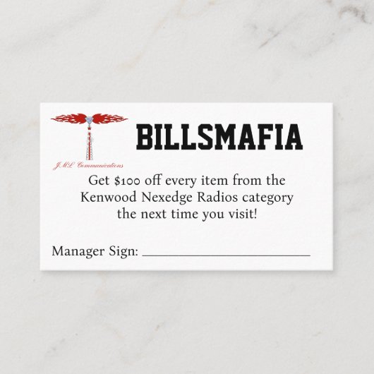 BILLSMAFIA Coupon Visitenkarte (Vorderseite)