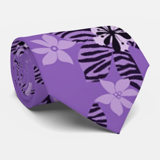 Billy Bong Hawaiian - Lila Passion Blume Satin Krawatte (Gerollt)