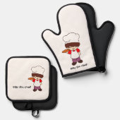 Billy der Chef Masterchef Druck  Ofenhandschuh & Topflappen-Set (Vorderseite/Rückseite)