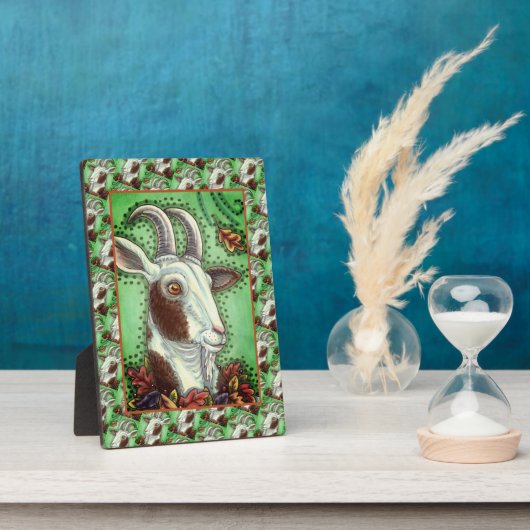 BILLY GOAT AND AUTUMN LEAVES, ERNTEDANK FARM FOTOPLATTE (Seite)