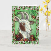 BILLY GOAT AND AUTUMN LEAVES, ERNTEDANK FARM KARTE (Gelbe Blume)