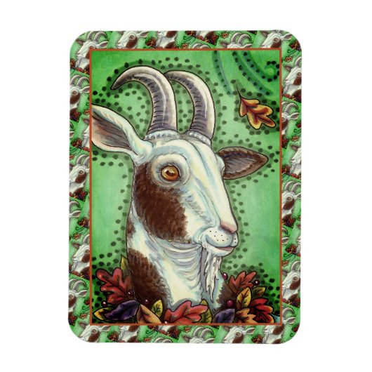 BILLY GOAT AND AUTUMN LEAVES, ERNTEDANK FARM MAGNET (Vertikal)