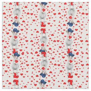 Billy Goat mit Valentinen und Roten Herzen Stoff