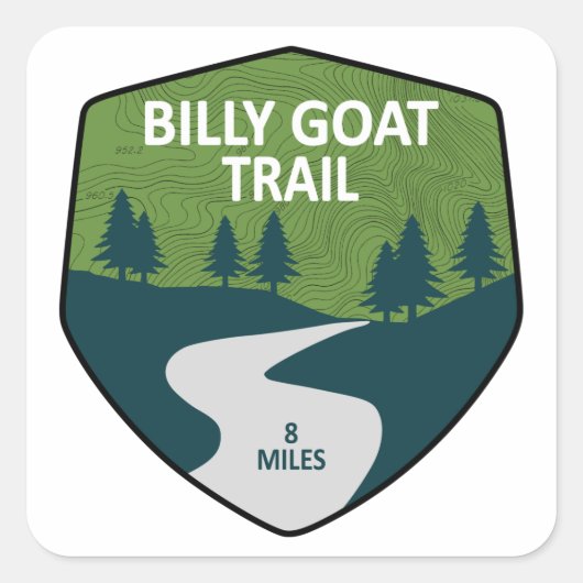 Billy Goat Trail Maryland Quadratischer Aufkleber (Vorderseite)