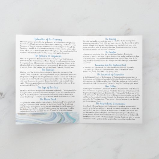 Billy Griechisch-Orthodoxe Kirche Taufprogramm Programm (Innenseite)
