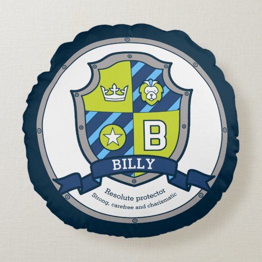 Billy Letter B Name bedeutet heraldry Schild Rundes Kissen (Vorderseite)