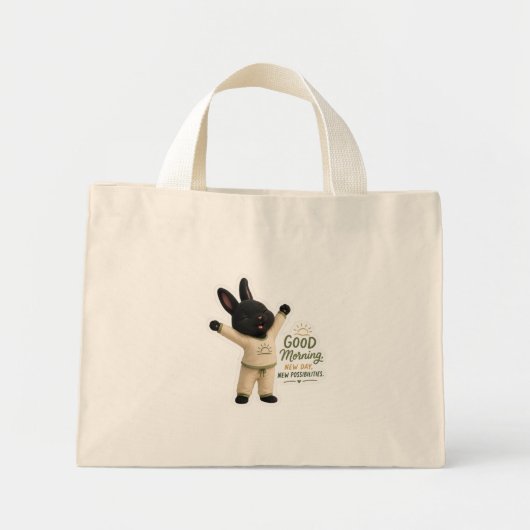 Billy Morgen Stretch Niedlicher Schwarzer Rex-Hase Mini Stoffbeutel (Vorne)