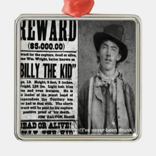 Billy The Kid Wanted Dead Or Alive Geschenke & T-S Silbernes Ornament