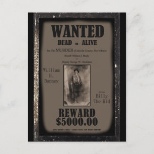Billy The Kid Wollte Dead or Alive Poster Postkarte