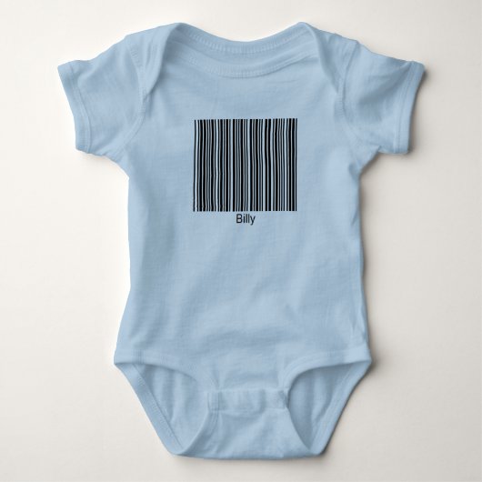 Billypersonalisiertes Funktionsbarcode-T-Shirt Baby Strampler (Vorderseite)