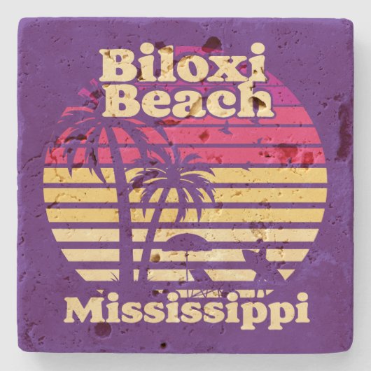 Biloxi Beach, Mississippi Steinuntersetzer (Vorderseite)