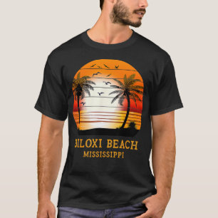 Biloxi Beach Mississippi Vintag Sunset Retro Summ T-Shirt