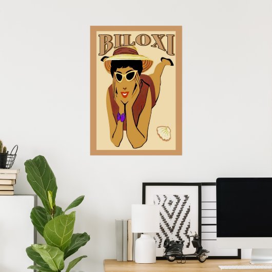 Biloxi, Lady on Beach Poster (Heimbüro)