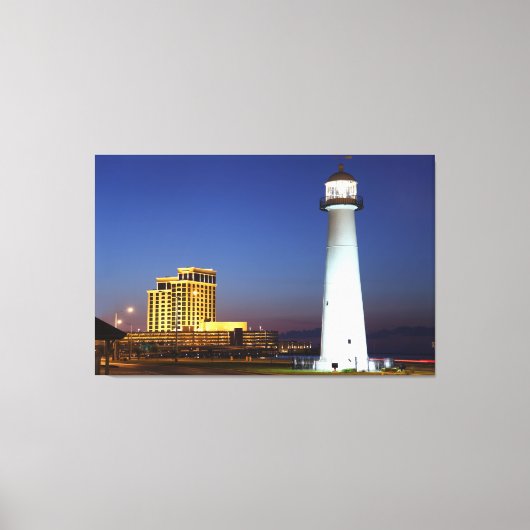 Biloxi Leuchtturm auf dem Ton bei Nacht Leinwand P (Vorderseite)