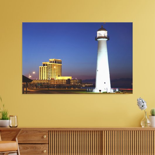 Biloxi Leuchtturm auf dem Ton bei Nacht Leinwand P (Insitu (Wohnzimmer))