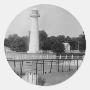Biloxi Leuchtturm Vintage-Foto Runder Aufkleber