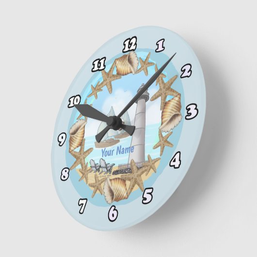 Biloxi Lighthouse Runde Wanduhr (Winkel)