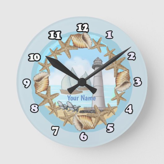 Biloxi Lighthouse Runde Wanduhr (Vorderseite)