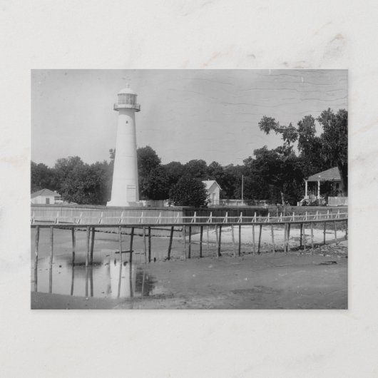 Biloxi Lighthouse Vintag Foto Postkarte (Vorderseite)