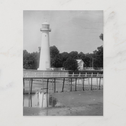 Biloxi Lighthouse Vintages Foto Postkarte (Vorderseite)