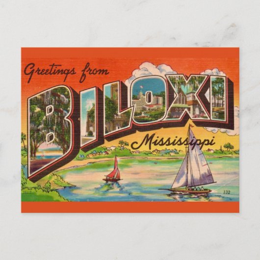 Biloxi Miss Grüße Vintage Postkarte (Vorderseite)