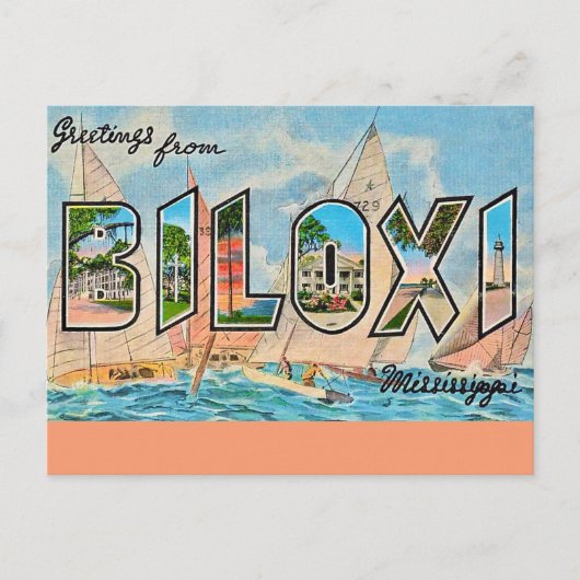 Biloxi Miss Vintage Postkarte (Vorderseite)