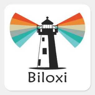 Biloxi Mississippi Leuchtturm Regenbogen Quadratischer Aufkleber